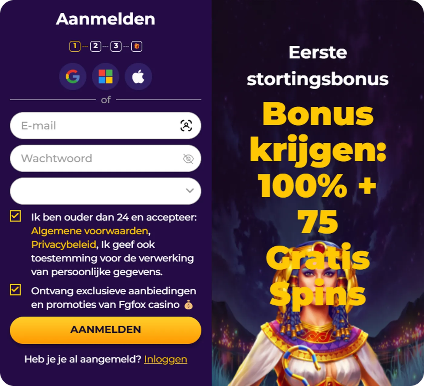 Registratieproces bij FG Fox Casino